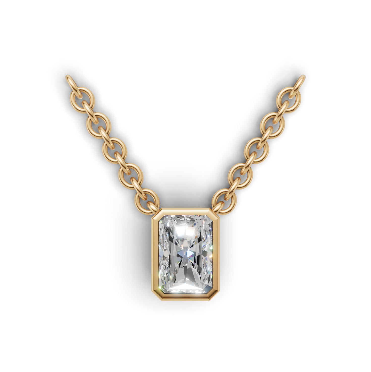 Pendant Radiant Bezel K14 Yellow Gold 1ct