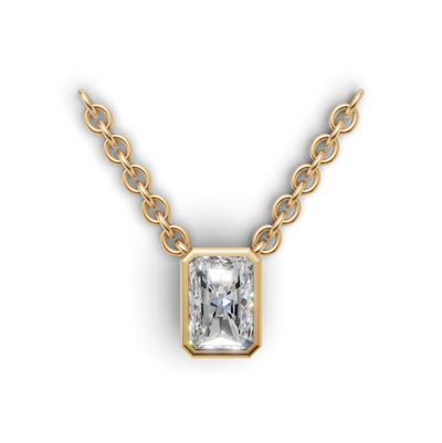 Pendant Radiant Bezel K14 Yellow Gold 1ct
