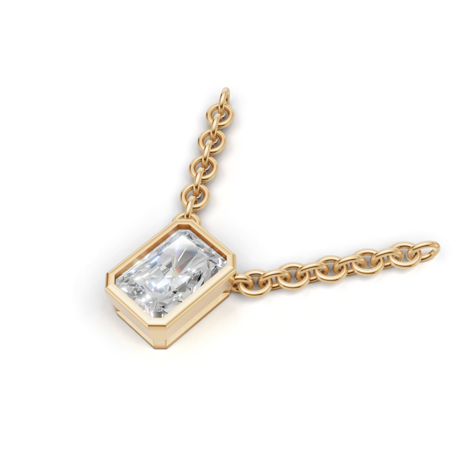 Pendant Radiant Bezel K14 Yellow Gold 1ct