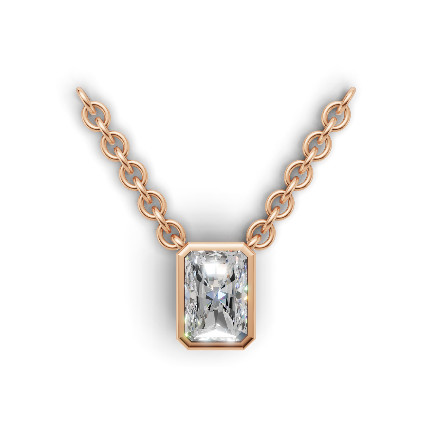 Pendant Radiant Bezel K18 Pink Gold 1ct