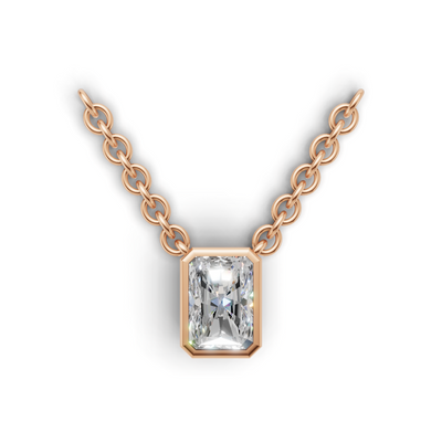 Pendant Radiant Bezel K18 Pink Gold 1ct