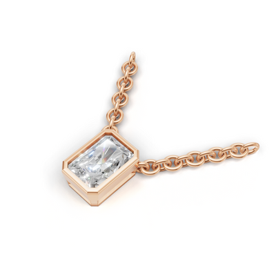 Pendant Radiant Bezel K18 Pink Gold 1ct
