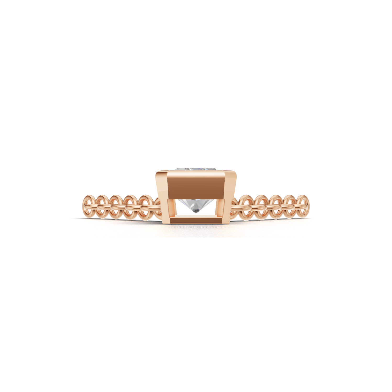 Pendant Radiant Bezel K18 Pink Gold 1ct