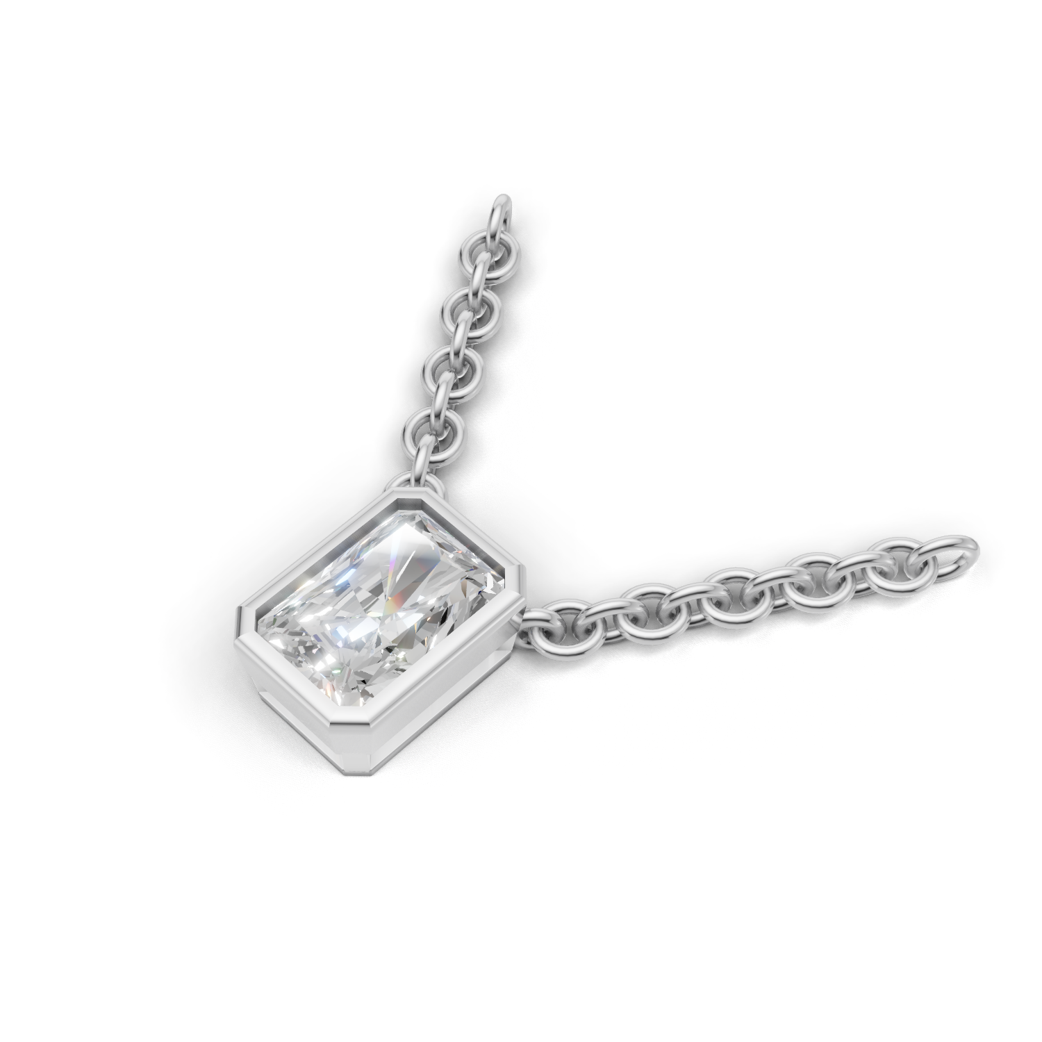 Pendant Radiant Bezel 18k White Gold 1ct