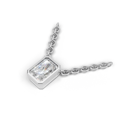 Pendant Radiant Bezel 18k White Gold 1ct