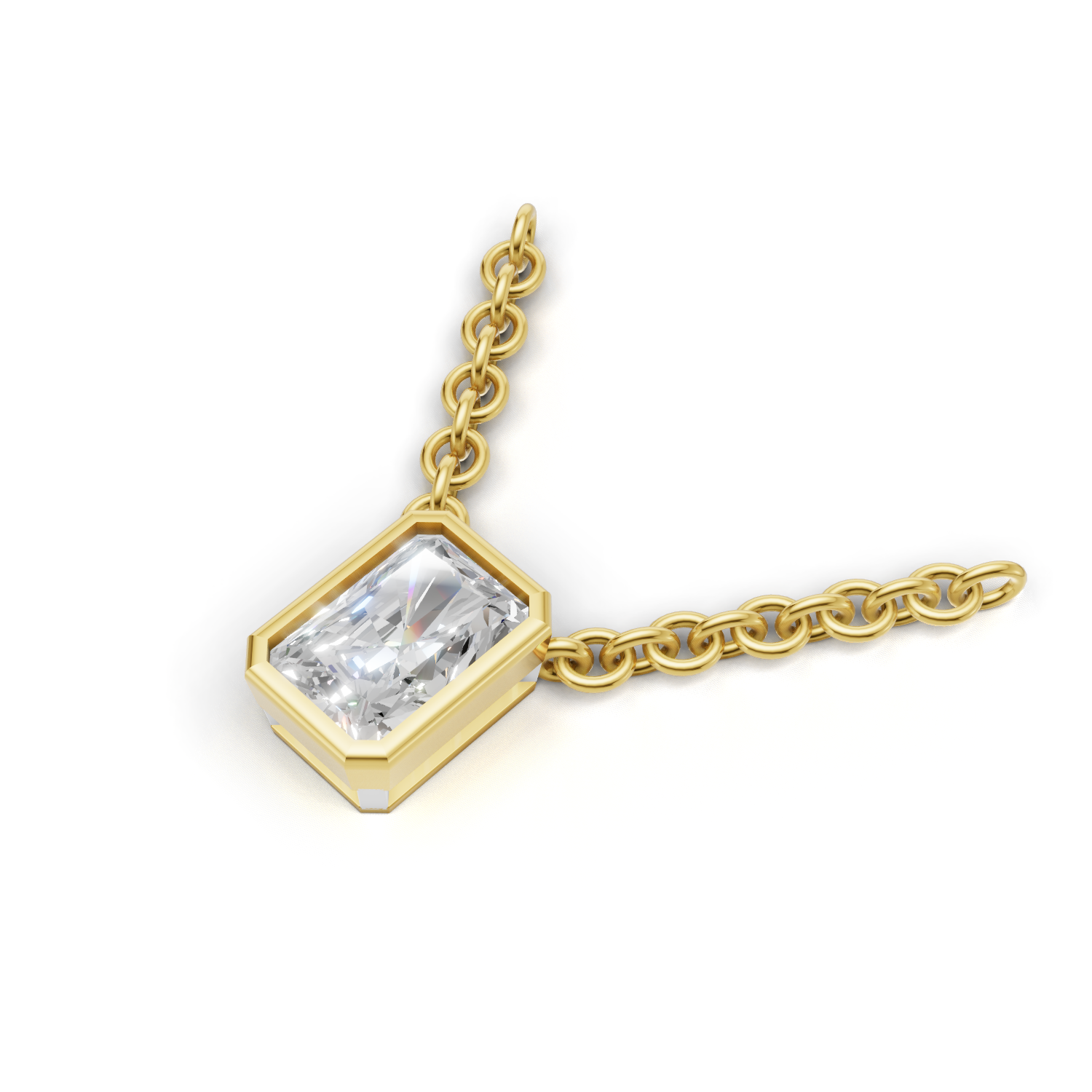 Pendant Radiant Bezel 18k Yellow Gold 1ct