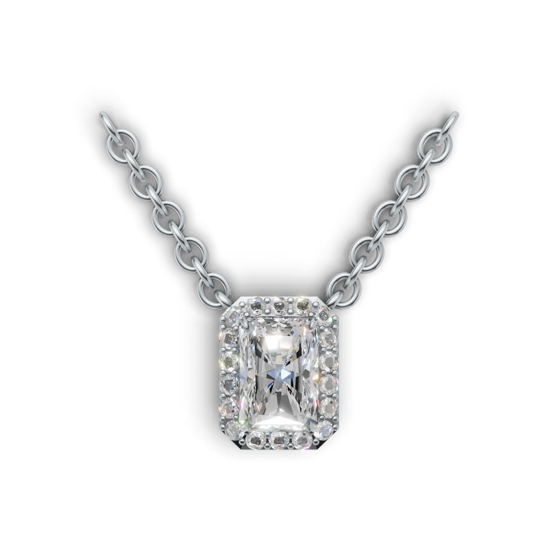 Radiant Lab Grown Diamond Halo Pendant