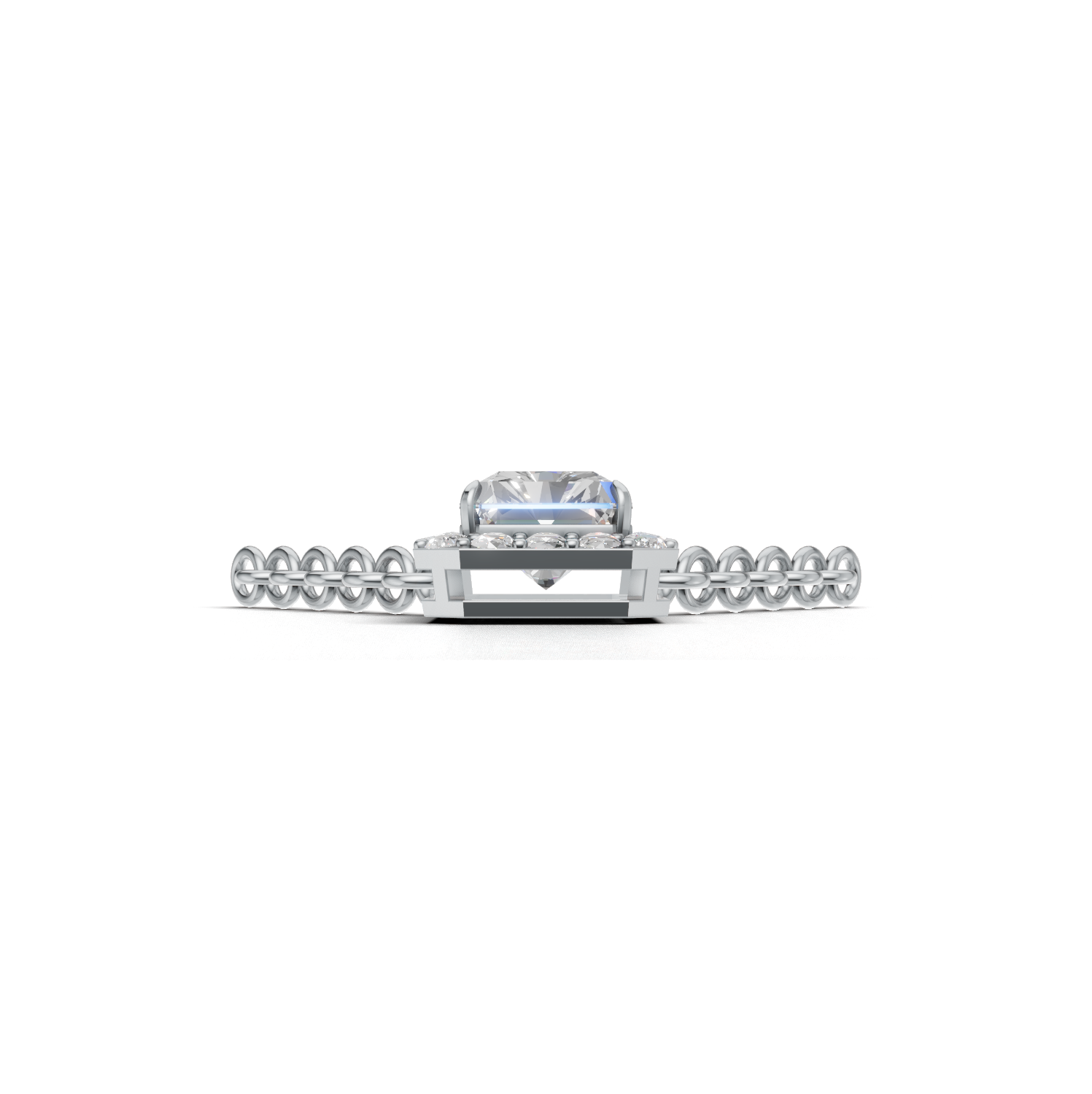 Pendant Radiant Halo K14 White Gold 1ct