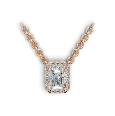 Pendant Radiant Halo K18 Pink Gold 1ct
