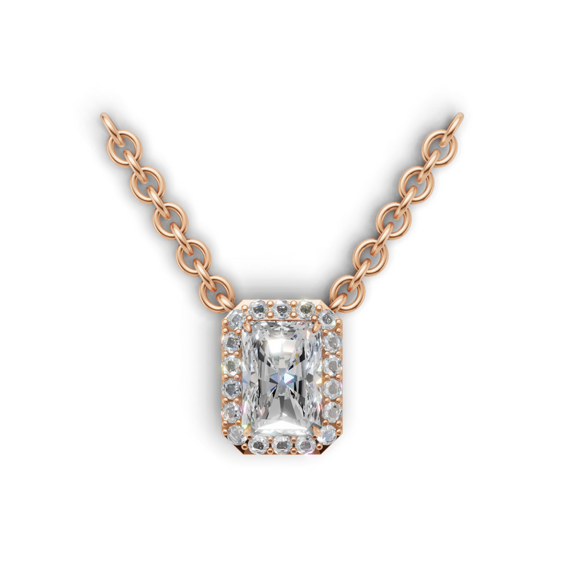 Radiant Lab Grown Diamond Halo Pendant