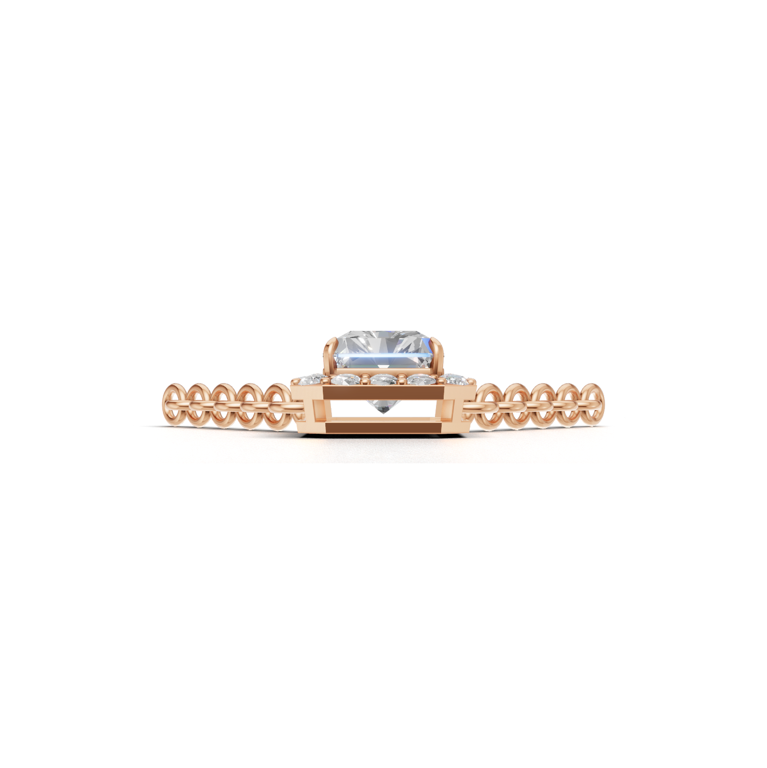 Pendant Radiant Halo K18 Pink Gold 1ct
