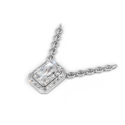 Pendant Radiant Halo 18k White Gold 1ct