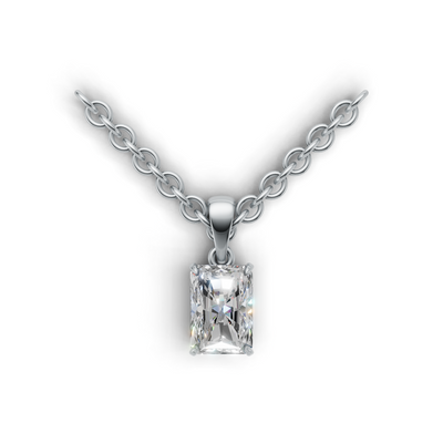 Pendant Radiant Solitaire K14 White Gold 1ct