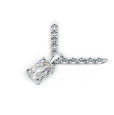 Pendant Radiant Solitaire K14 White Gold 1ct