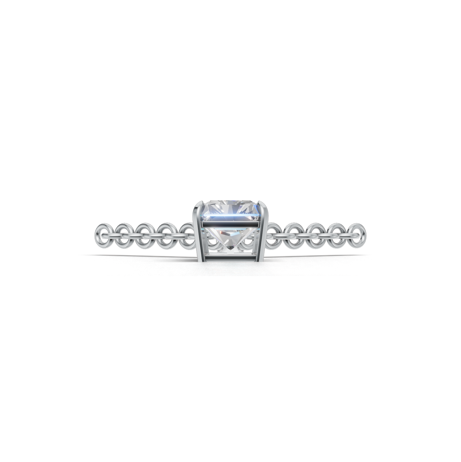 Pendant Radiant Solitaire K14 White Gold 1ct