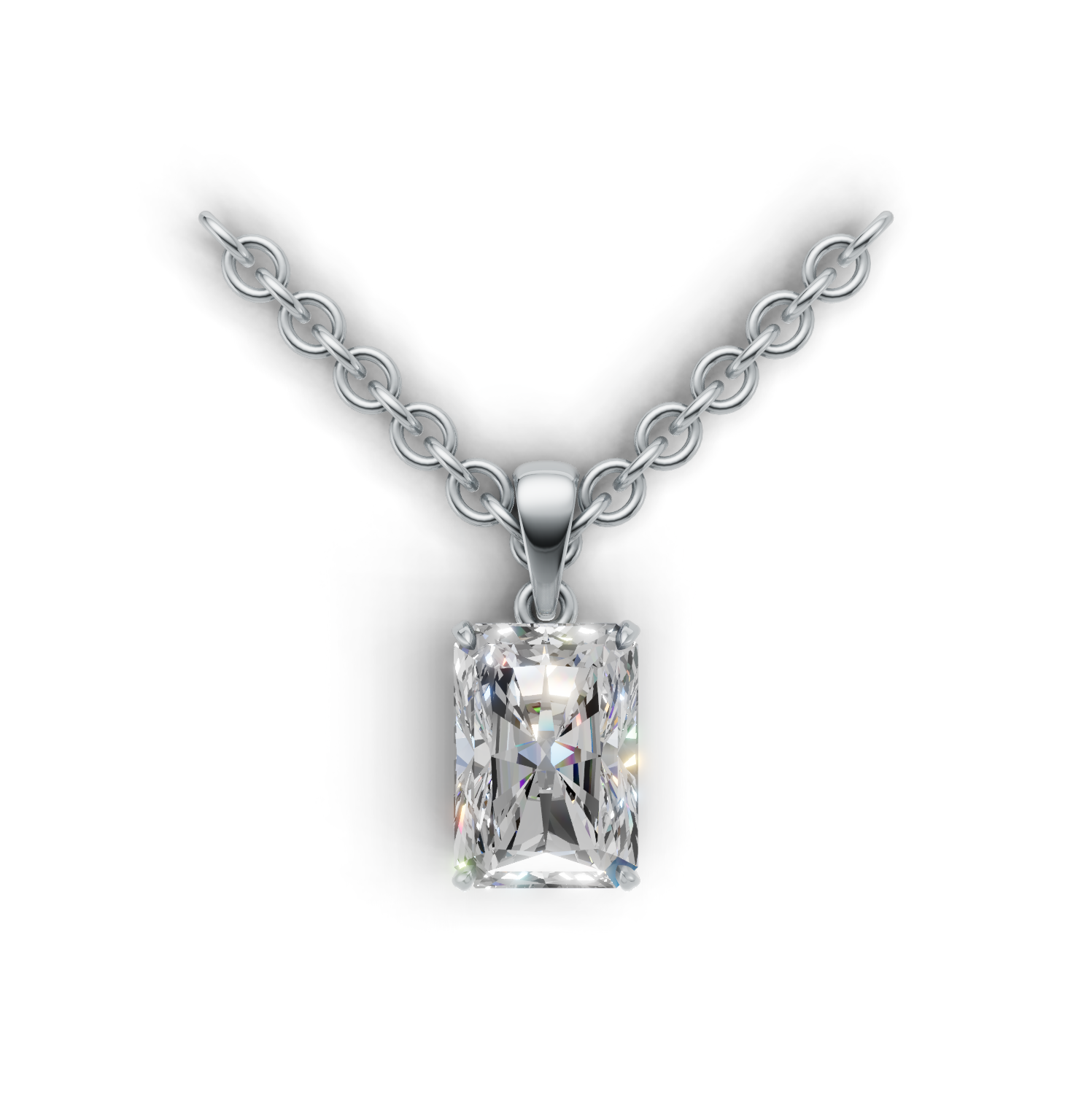 Pendant Radiant Solitaire K14 White Gold 2ct