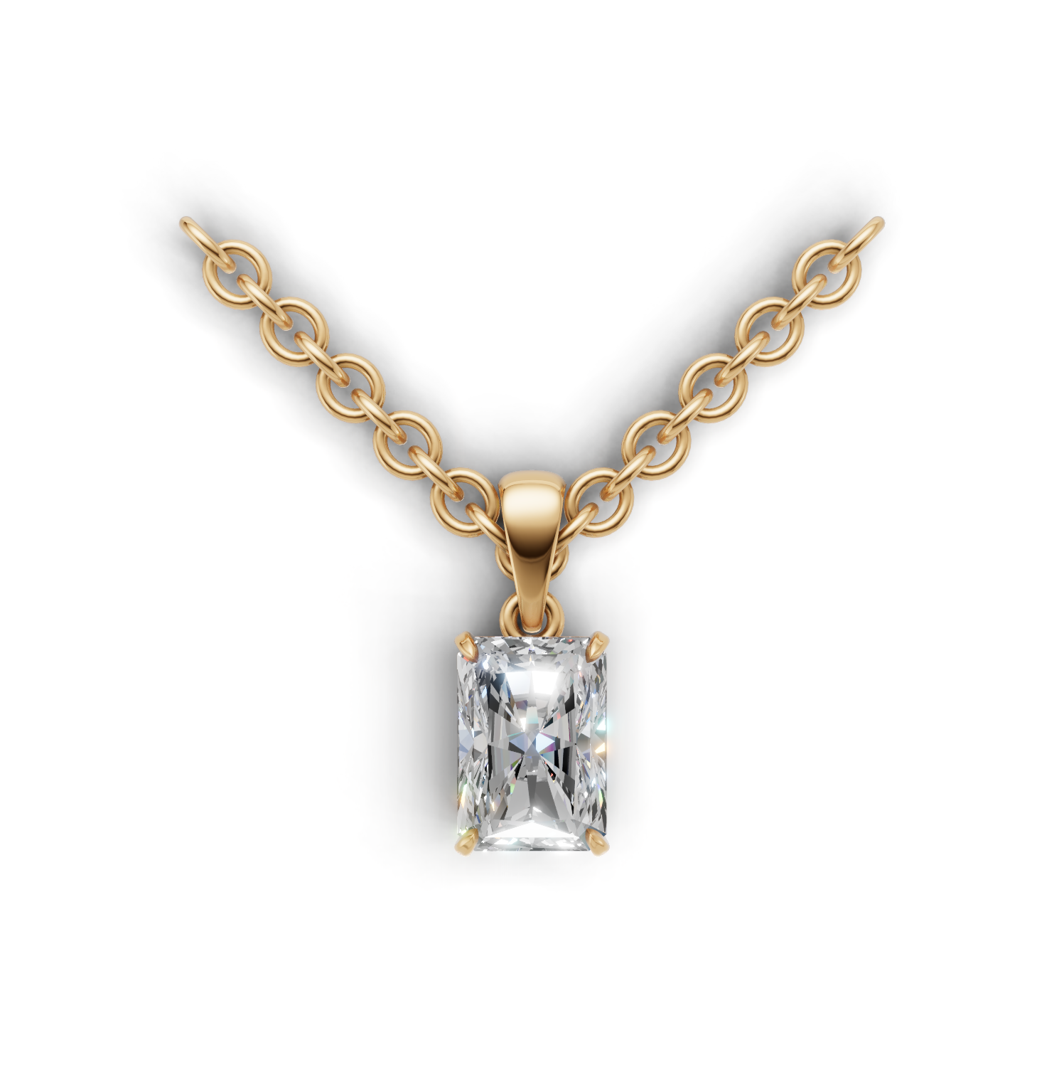 Pendant Radiant Solitaire K14 Yellow Gold 1ct