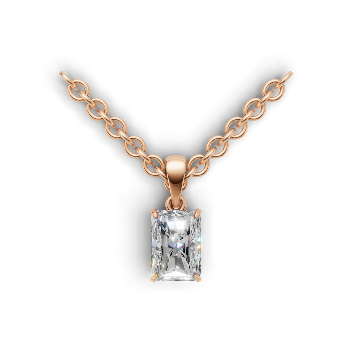 Pendant Radiant Solitaire K18 Pink Gold 1ct
