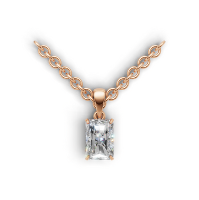 Pendant Radiant Solitaire K18 Pink Gold 1ct