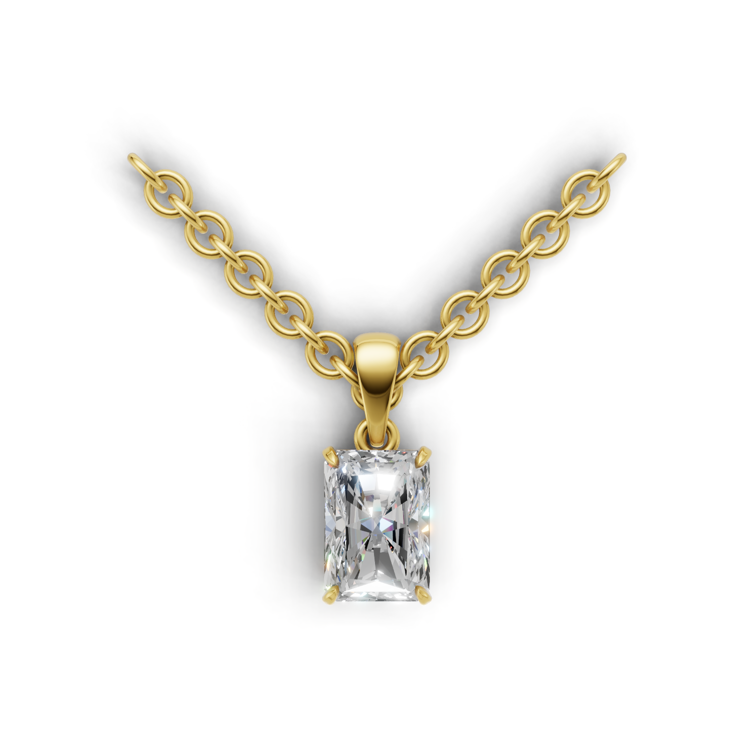 Pendant Radiant Solitaire 18k Yellow Gold 1ct