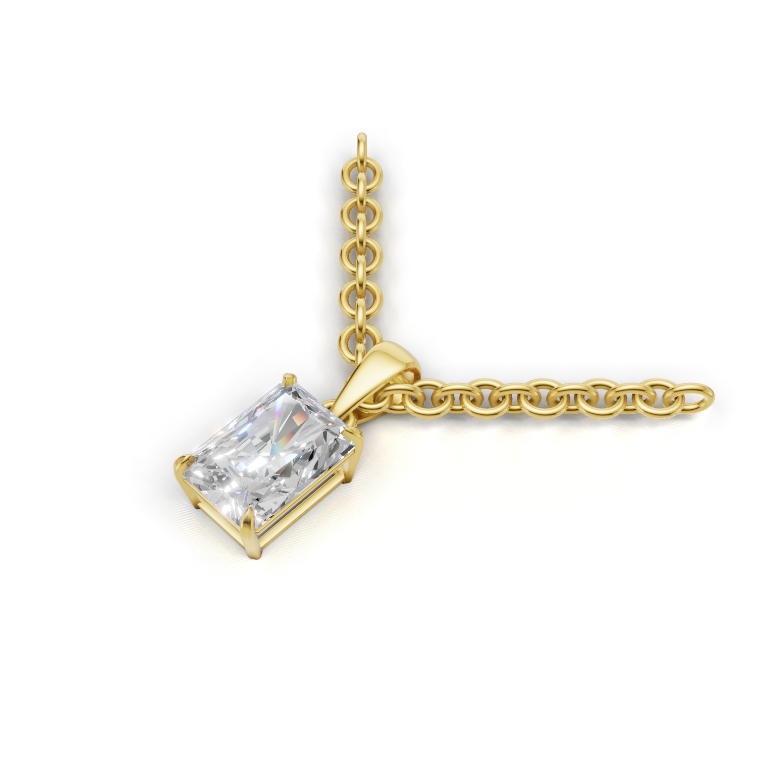Pendant Radiant Solitaire 18k Yellow Gold 1ct