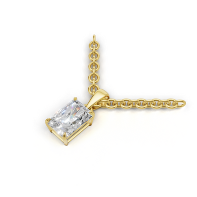 Pendant Radiant Solitaire 18k Yellow Gold 1ct