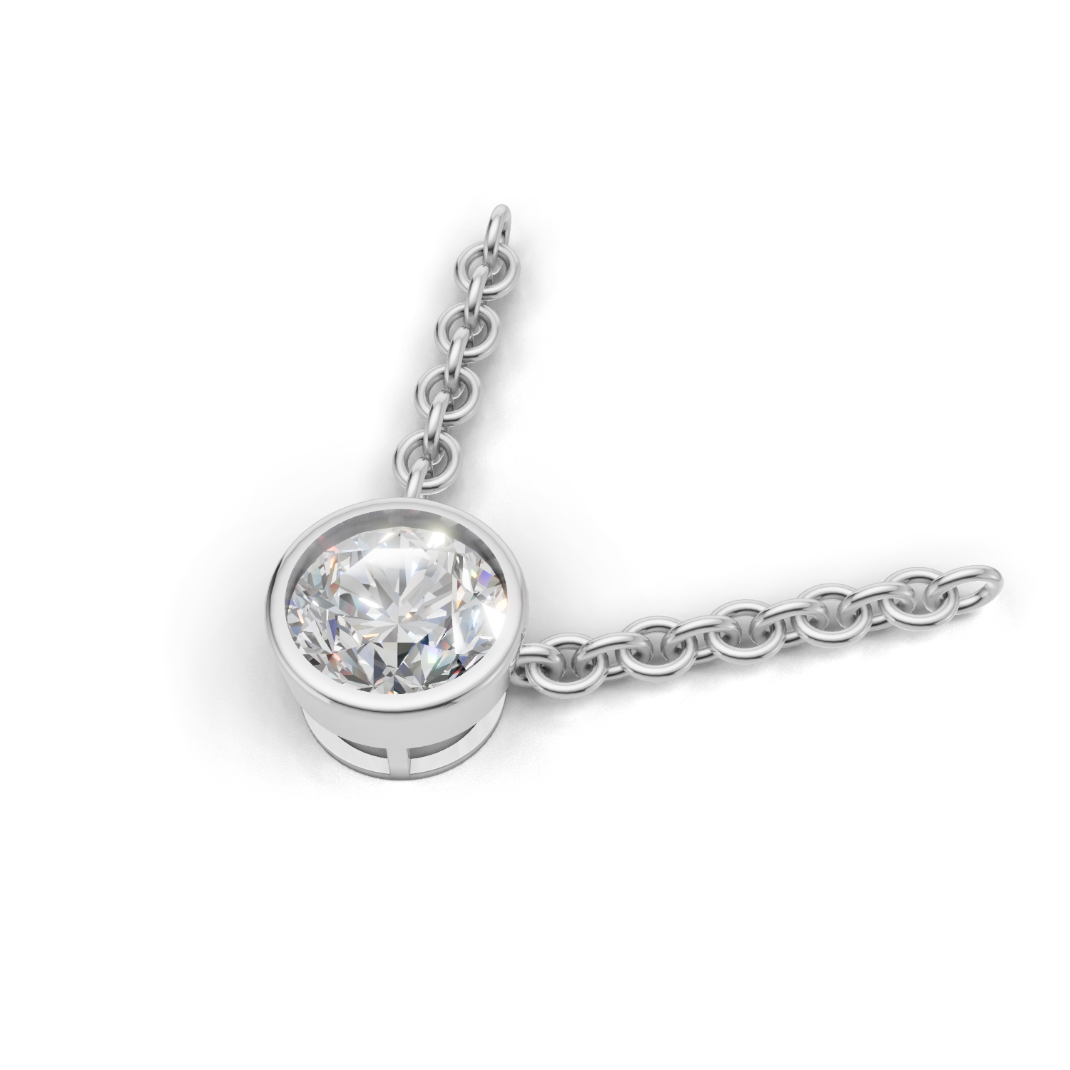 Pendant Round Bezel 18k White Gold 1ct