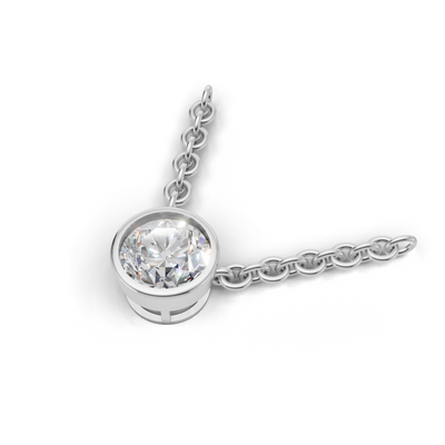 Pendant Round Bezel 18k White Gold 1ct