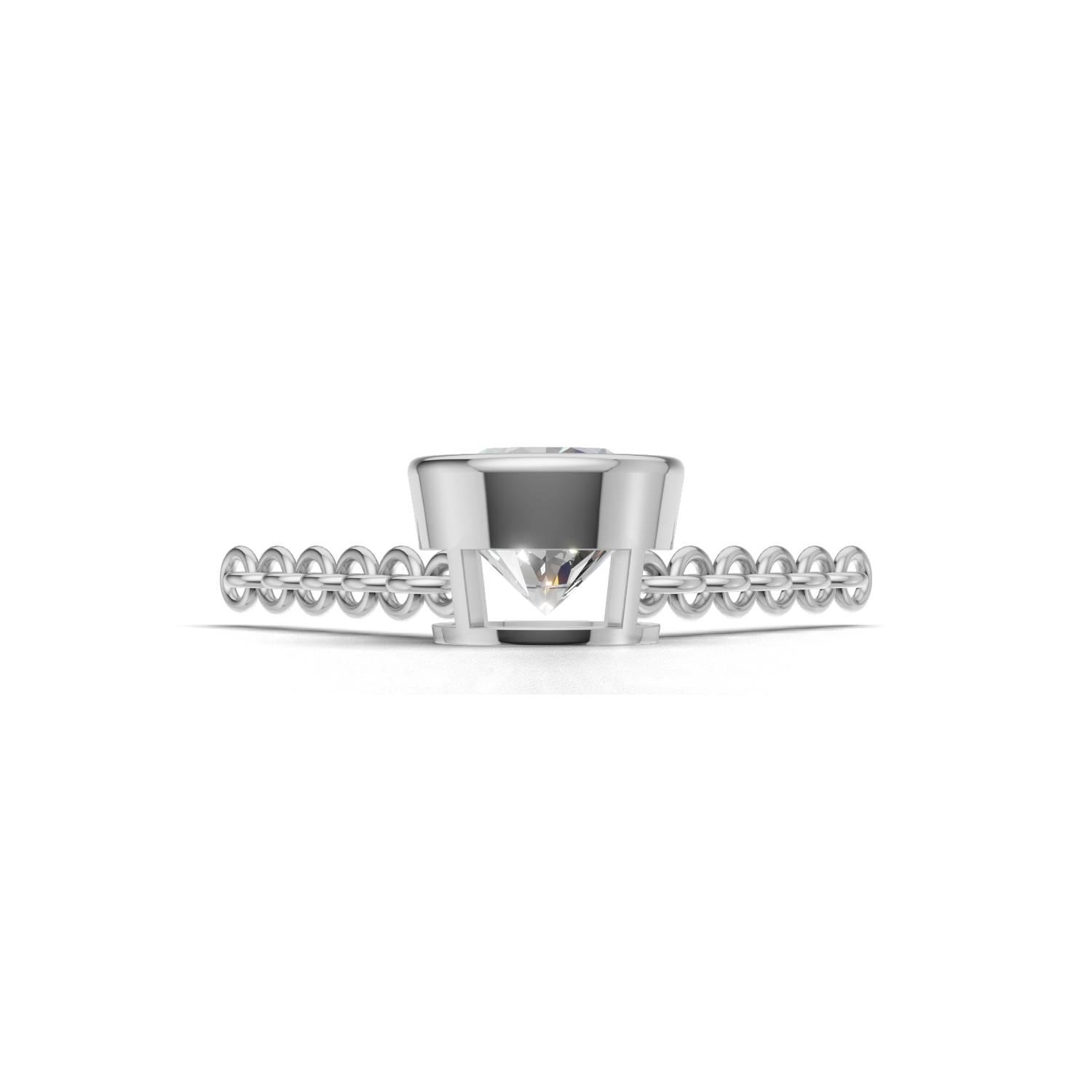 Pendant Round Bezel 18k White Gold 1ct