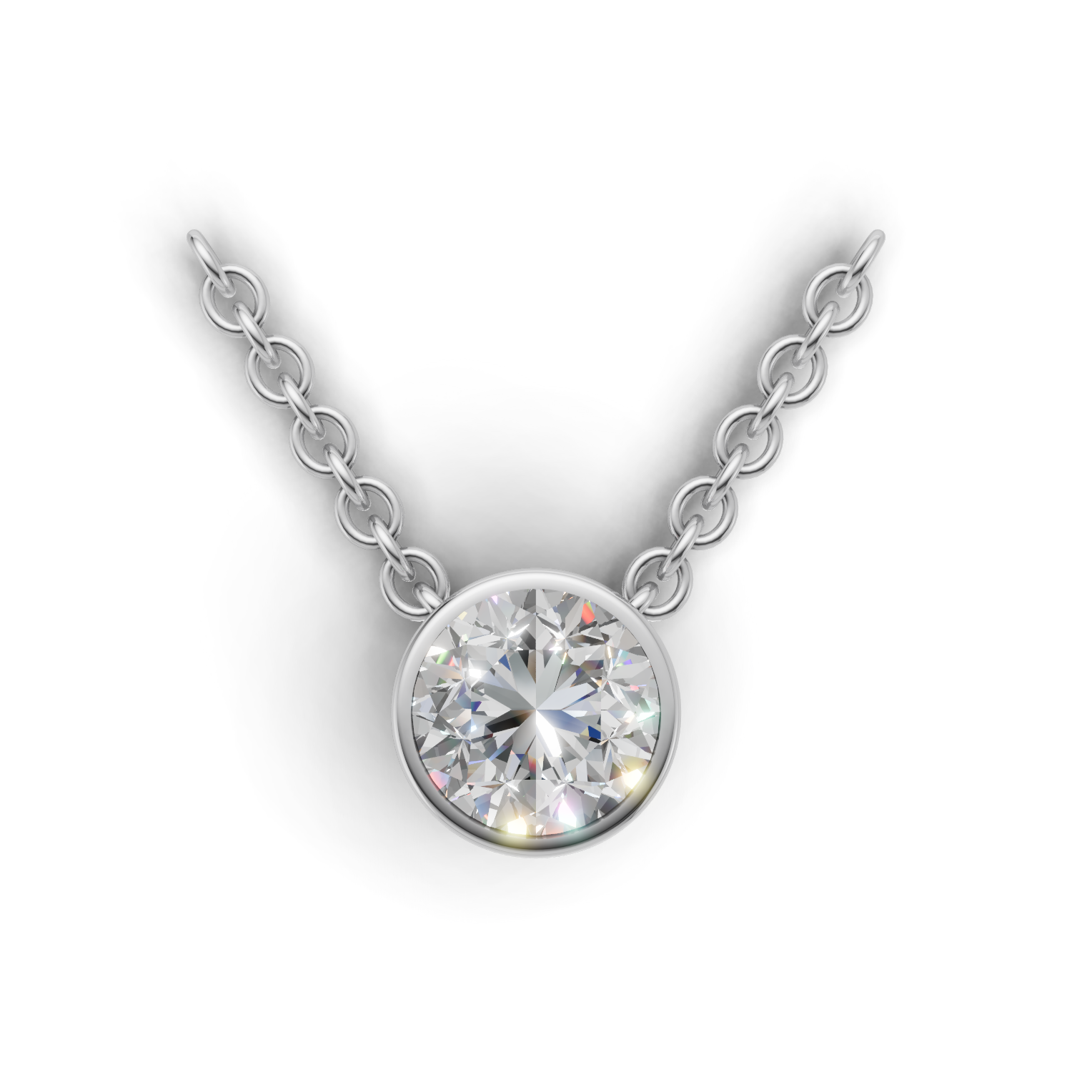 Pendant Round Bezel 18k White Gold 2ct