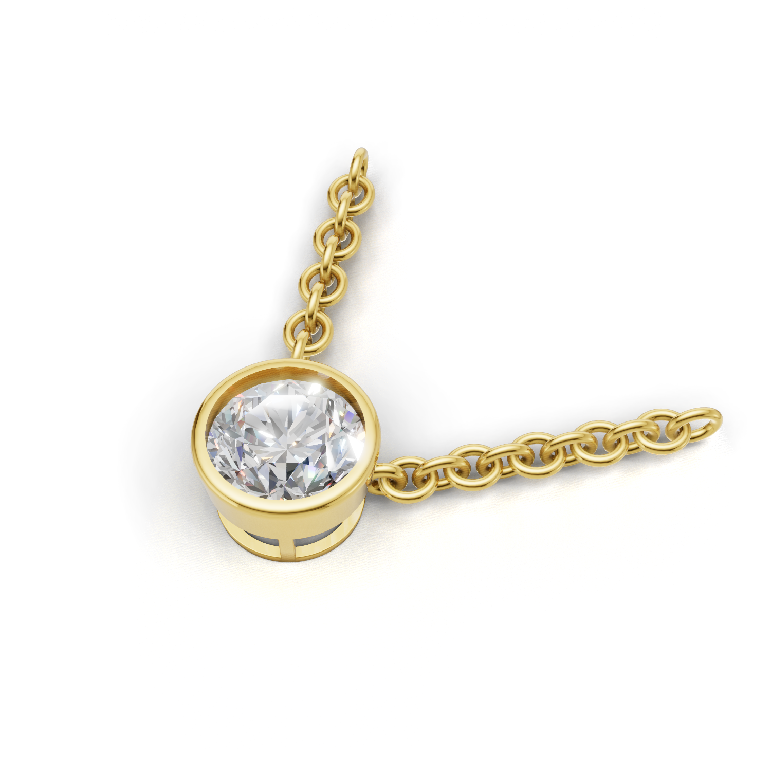 Pendant Round Bezel 18k Yellow Gold 1ct