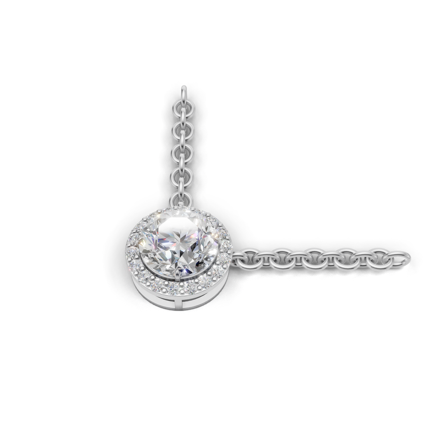 Pendant Round Halo 18k White Gold 1ct