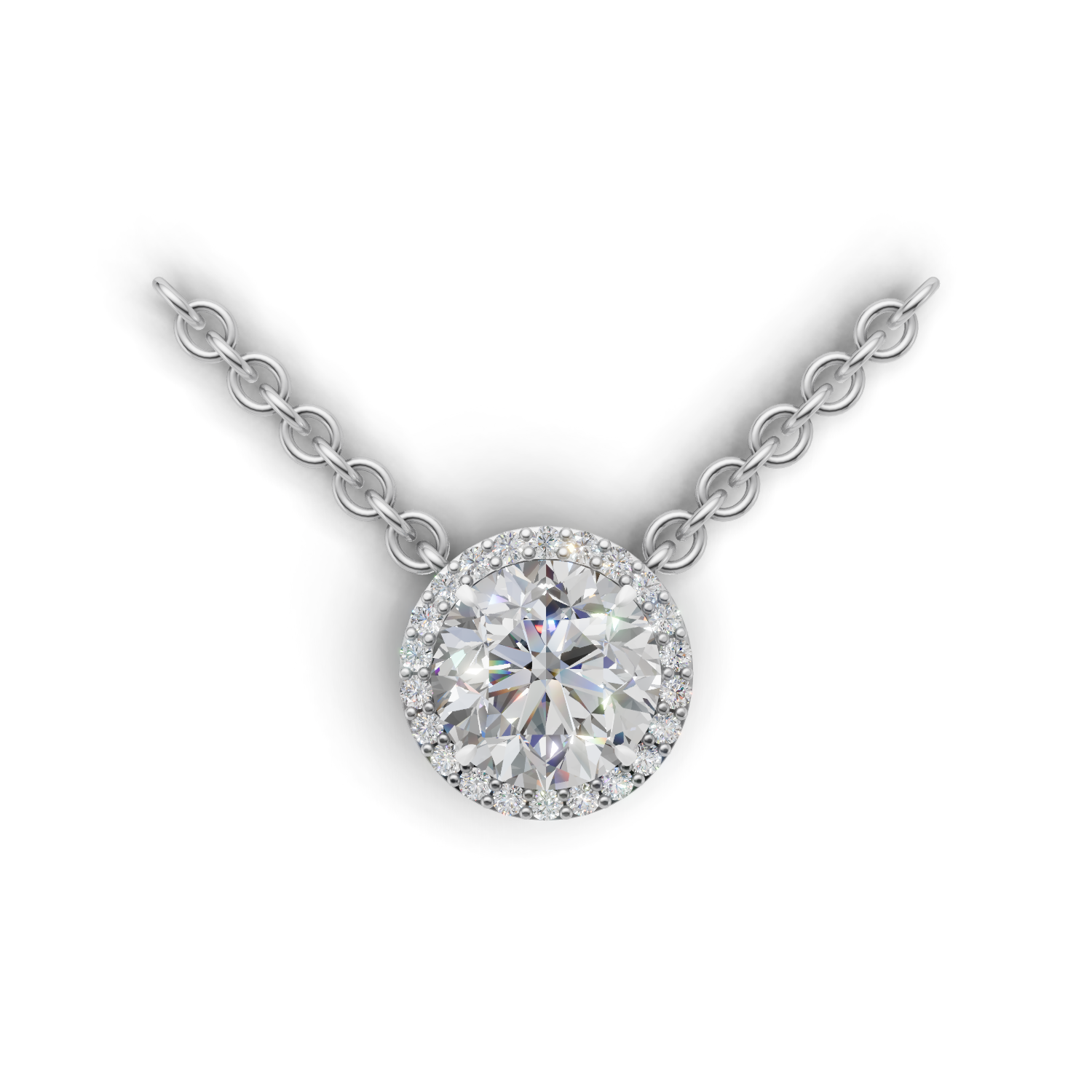 Pendant Round Halo 18k White Gold 2ct