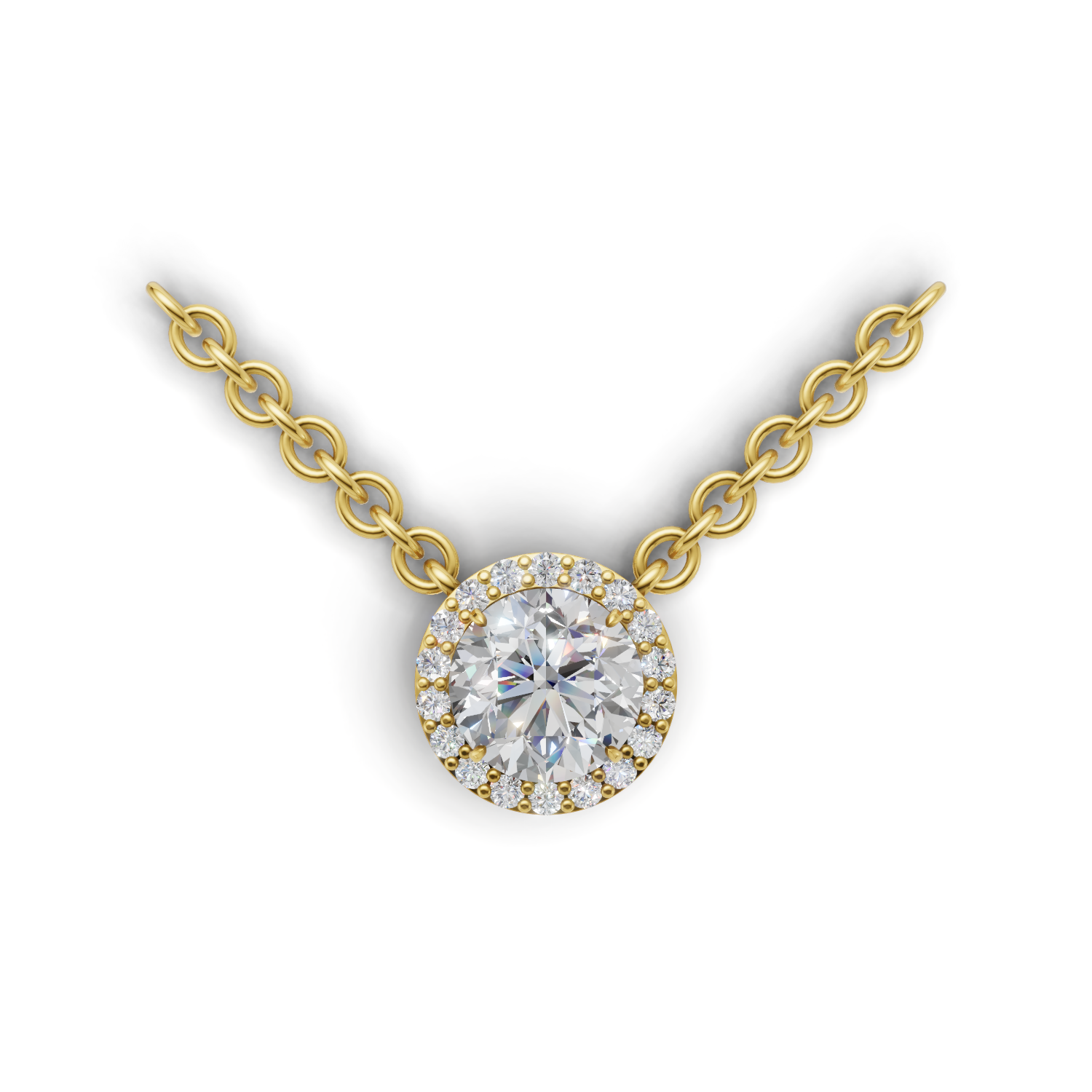 Pendant Round Halo 18k Yellow Gold 1ct
