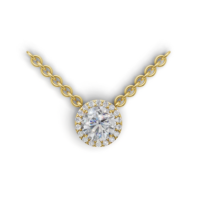 Pendant Round Halo 18k Yellow Gold 1ct