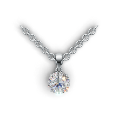 Pendant Round Solitaire K14 White Gold 1ct