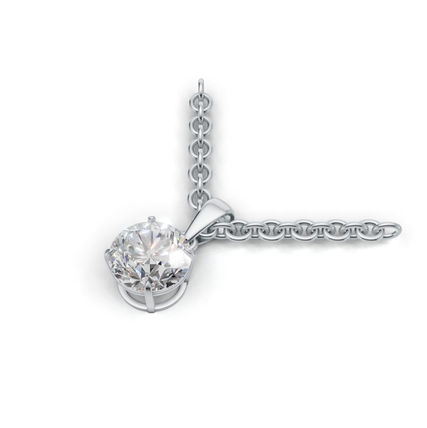 Pendant Round Solitaire K14 White Gold 1ct