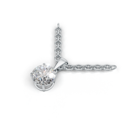 Pendant Round Solitaire K14 White Gold 1ct