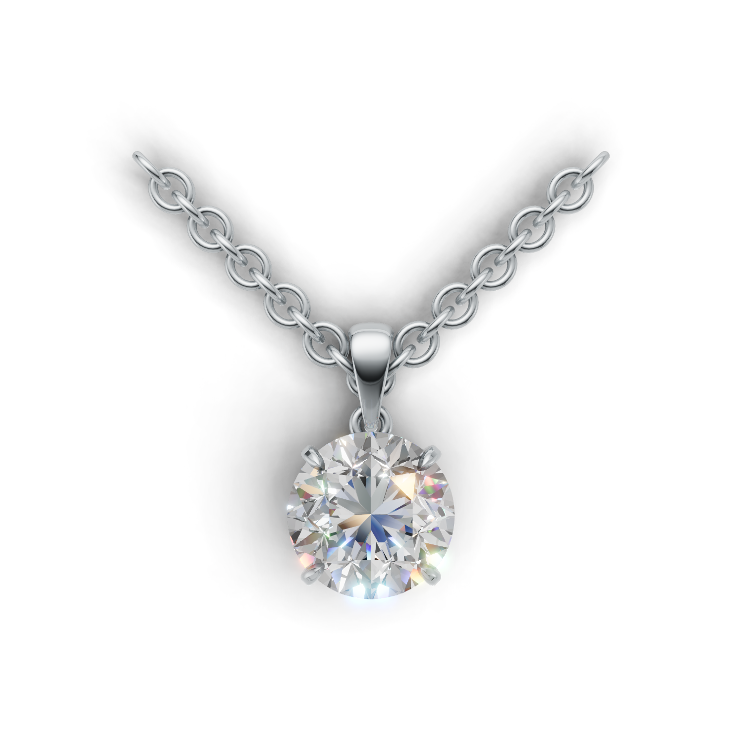 Pendant Round Solitaire K14 White Gold 2ct