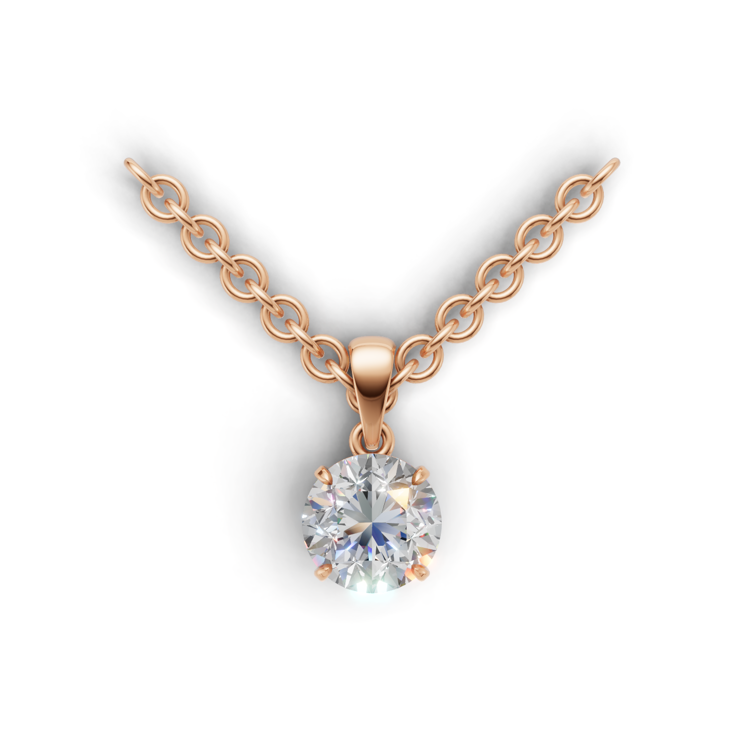 Pendant Round Solitaire K18 Pink Gold 1ct