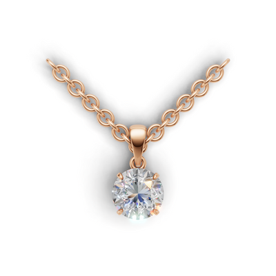 Pendant Round Solitaire K18 Pink Gold 1ct