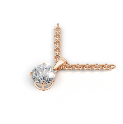 Pendant Round Solitaire K18 Pink Gold 1ct