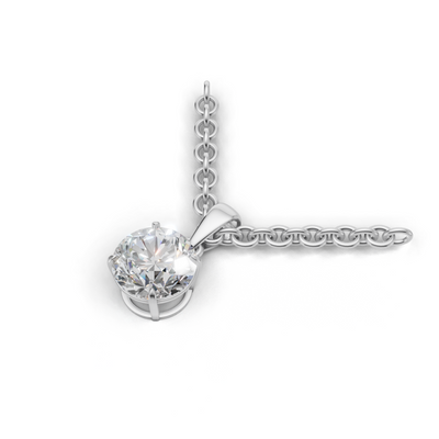 Pendant Round Solitaire 18k White Gold 1ct