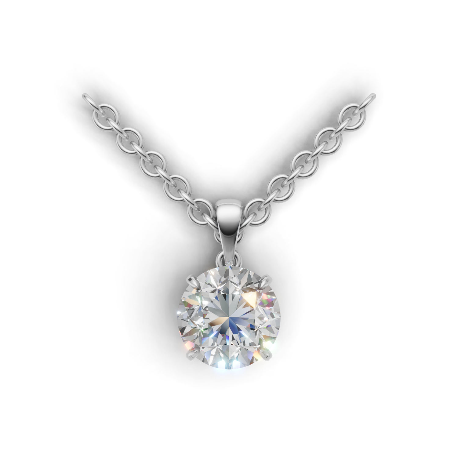 Pendant Round Solitaire 18k White Gold 2ct