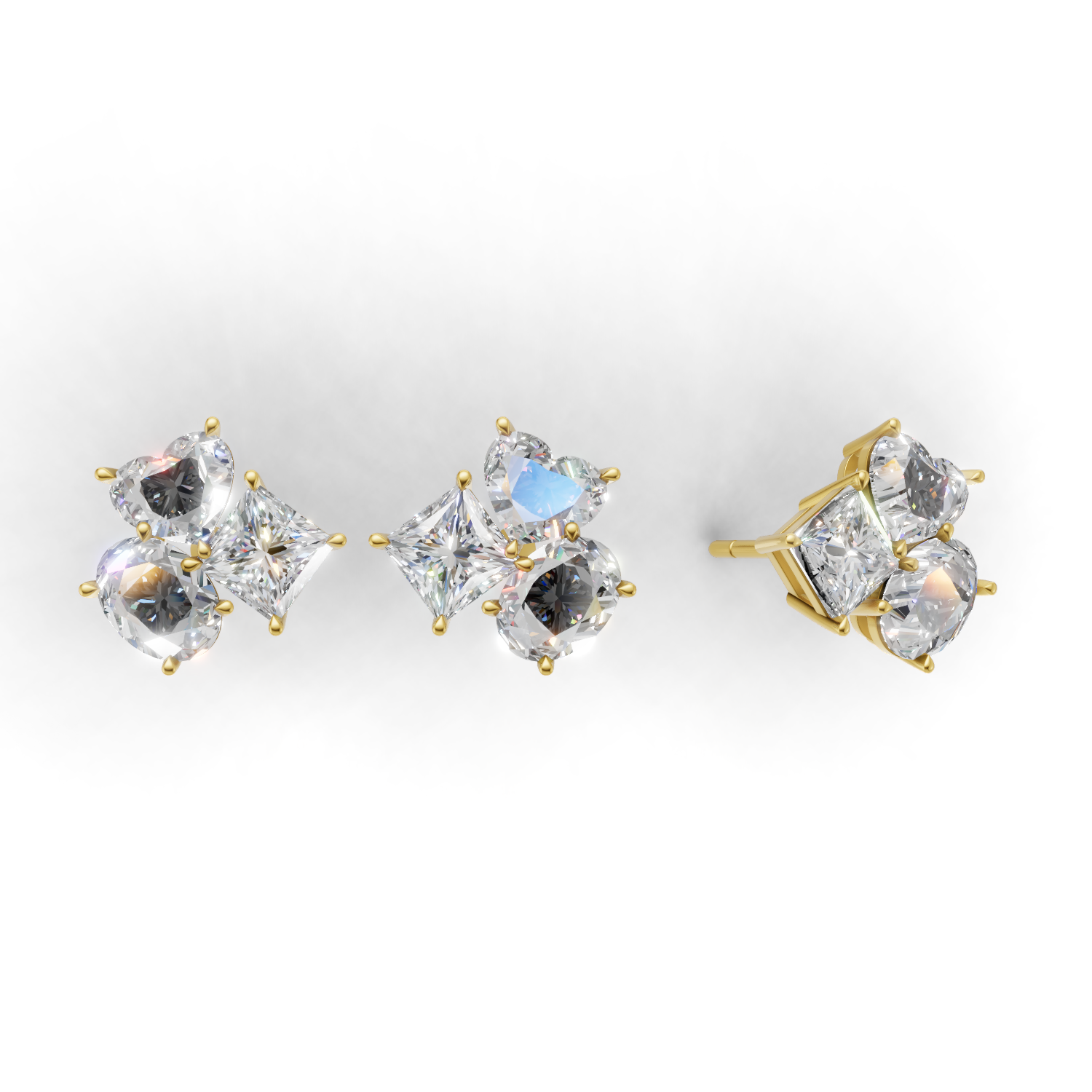 Cluster Pierce Normal 18k Yellow Gold 3ct