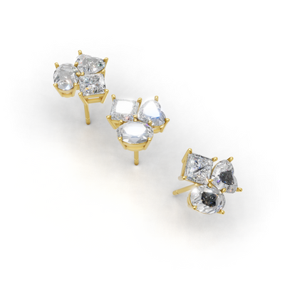 Cluster Pierce Normal 18k Yellow Gold 3ct