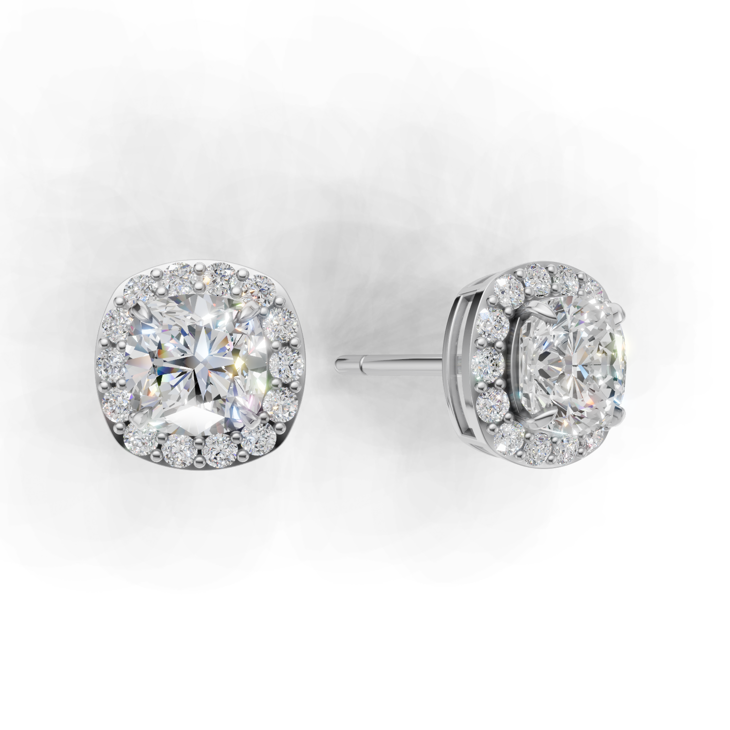 Pierce Cushion Halo 18k White Gold 1ct