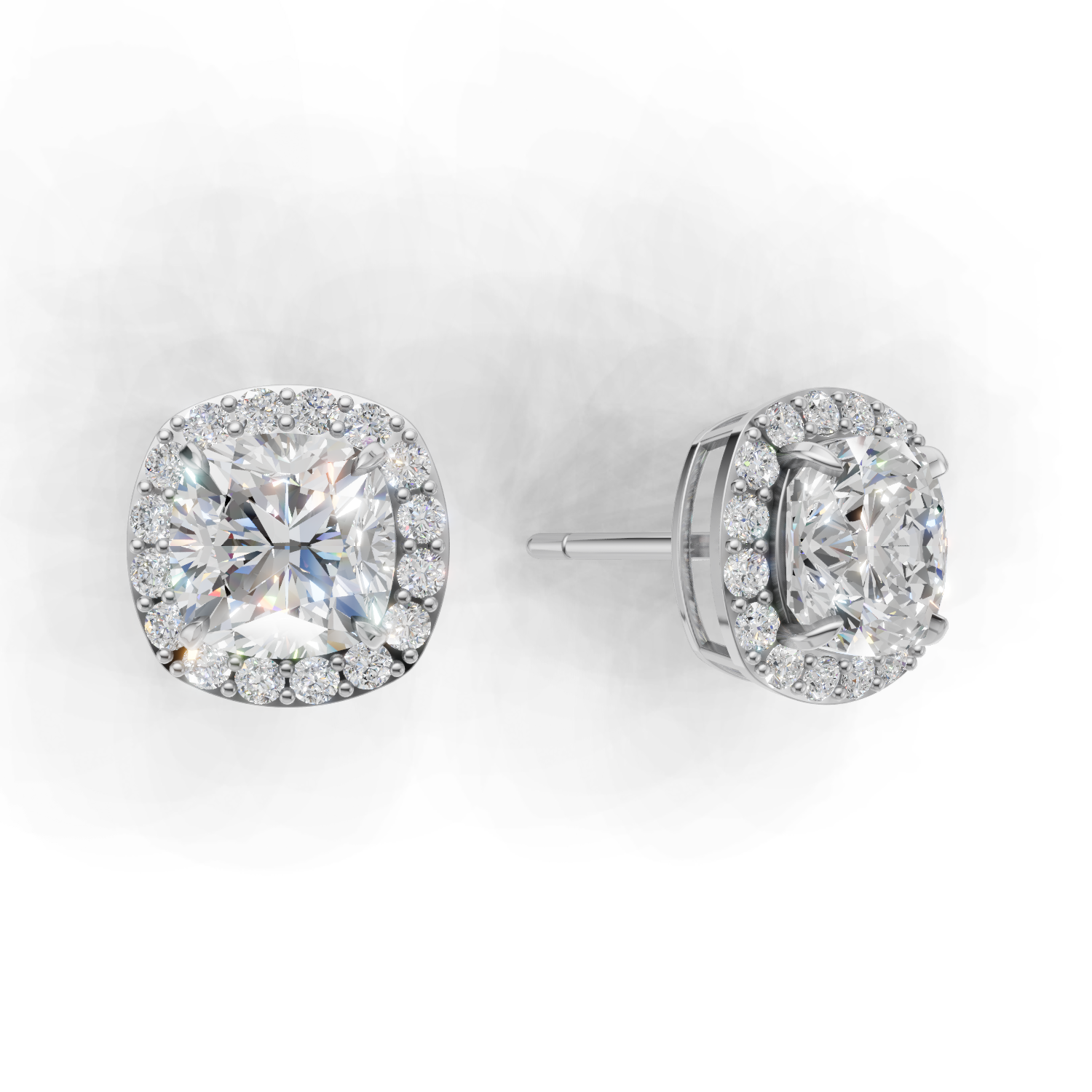 Pierce Cushion Halo 18k White Gold 2ct