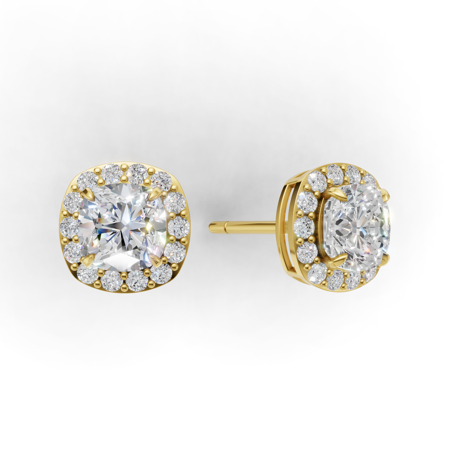 Pierce Cushion Halo 18k Yellow Gold 1ct