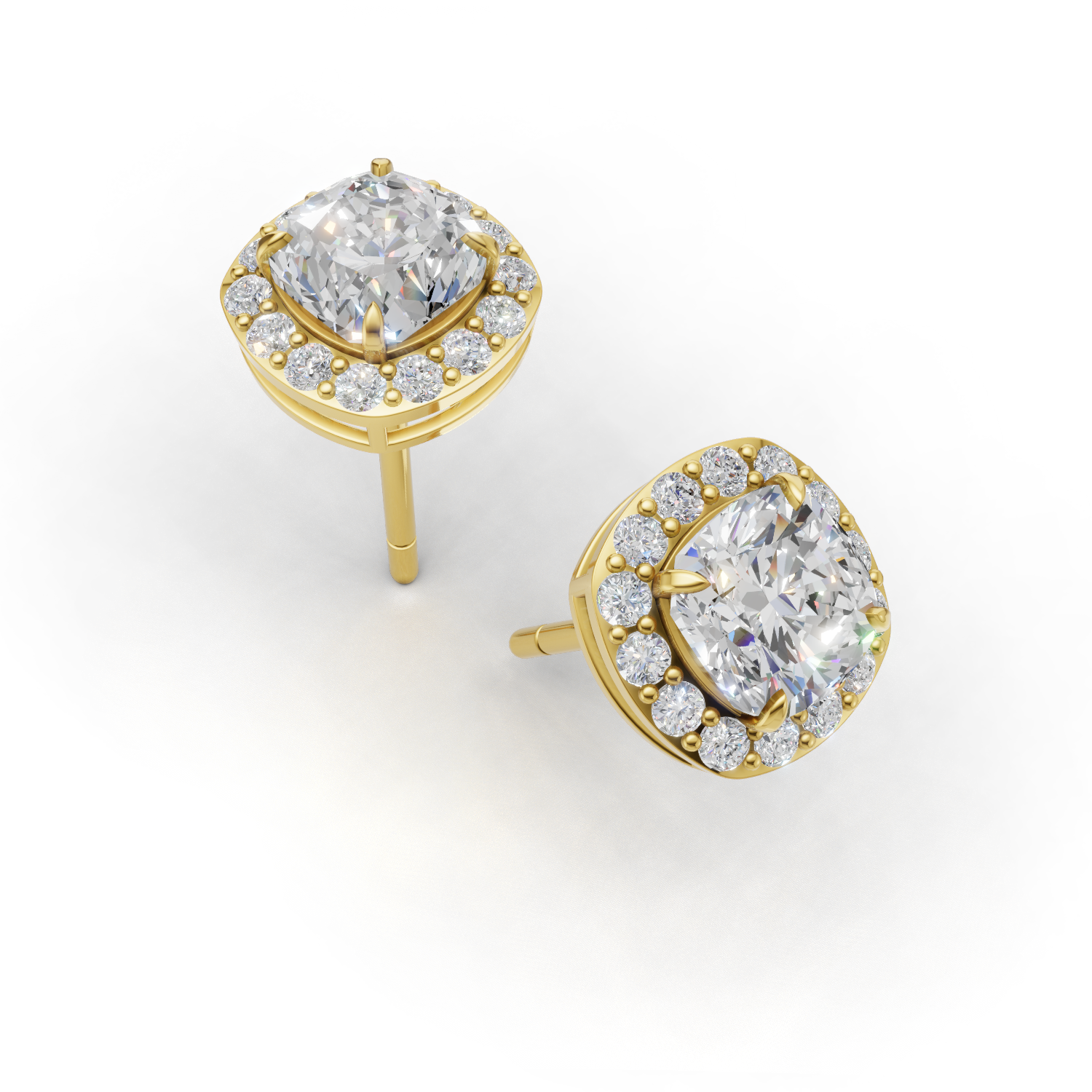 Pierce Cushion Halo 18k Yellow Gold 1ct